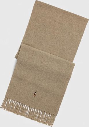 Ralph Lauren Mens Polo Ralph Lauren Fringe Virgin Wool Scarf Oatmeal - Brown