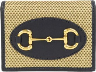 Gucci Beige Navy Canvas Leather Wallet (Bi-Fold) (Pre-Owned)