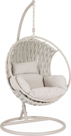 Outdoor Living Silla colgante acero cuerda beige