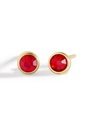 Mint & Lily Birthstone Bezel Studs in Gold-Tone /January Garnet at Nordstrom