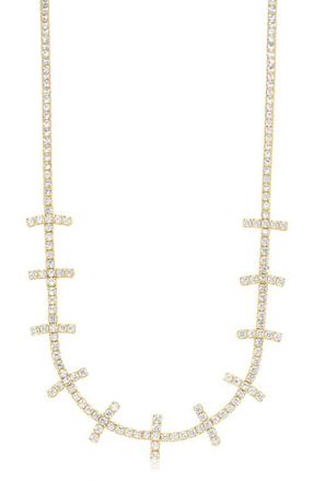 SHYMI Cubic Zirconia Bar Tennis Necklace in Gold at Nordstrom