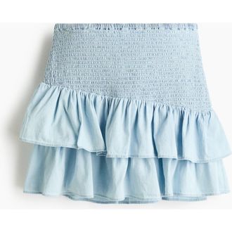 H&M Smocked Denim Skirt in Light Blue at Nordstrom, Size Xx-Large