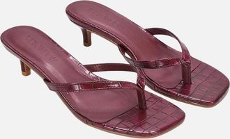 XY London Womens XY London Womens/Ladies Jane Toe Post Low Kitten Heel Mule Sandals - Red - Size: 3