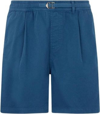 Roberto Cavalli Korte Broeken, Heren, Blauw, M, Katoen, Gevouwen Bermuda Shorts