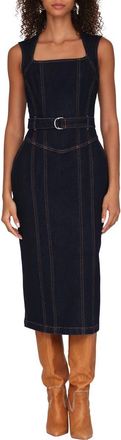 Avec Les Filles Corset Bodycon Midi Dress in Dark Rinse Wash at Nordstrom Rack, Size 2