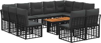 vidaXL Conjunto De Sof&aacute;s De Jard&iacute;n 12 Uds. Negro Y Gris Oscuro Vidaxl