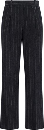 The Garment pinstripe-pattern tailored trousers - women - Polyester/Polyamide/Other fibres/Wool - 8 - Black