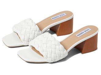 Steve Madden Incentive Sandals Womens White Braided Block Heel JOBB740