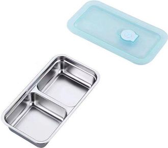 OEM Fiambrera De Acero Inoxidable Con Doble Compartimento Y Tapa, Fiambrera Rectangular Con Compartimentos