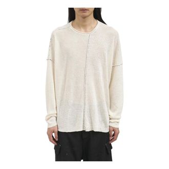 Isabel Benenato Round-neck Knitwear, male, White, Size: S Maglia Girocollo in Lino