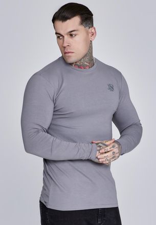 Siksilk Mens Grey Essentials LS T-Shirt XXL
