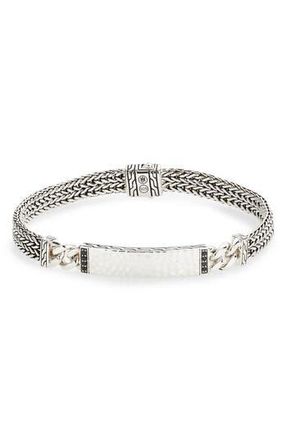 John Hardy Classic Chain Hammered ID Bracelet in Black/Silver at Nordstrom Rack, Size Medium