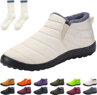 Generic Winter Snow Boots, Anti-Slip Fur Lined Slip On Shoes for Women Men, Orthopedic Warm Plush for Outdoor (White,11.5)