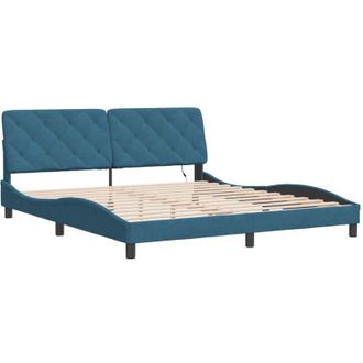 vidaXL Estructura De Cama Con Luces Led Terciopelo Azul 180x200 Cm Vidaxl