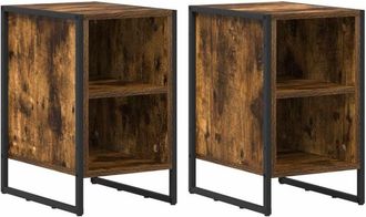 vidaXL Bedside Table 2 pcs Smoke Oak 39.5 x 30 x 50 cm Engineered Wood vidaXL