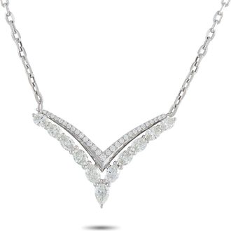 Luxury Bazaar 18K White Gold 2.20 ct Diamond Chevron Necklace ANK-19822
