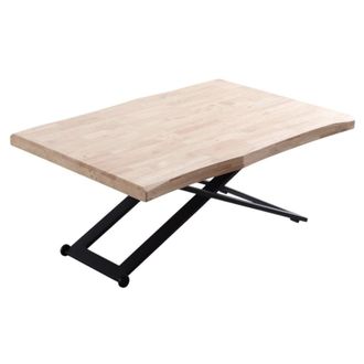 Mathi Design Mesa de centro elevable de madera y acero negro l120