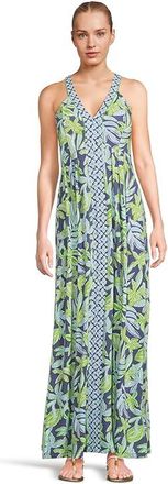Lilly Pulitzer Carmilla Maxi Dress Womens Dress Sapphire Pool Tropical Tango Engineered Knit Maxi : 10, Rayon/Spandex