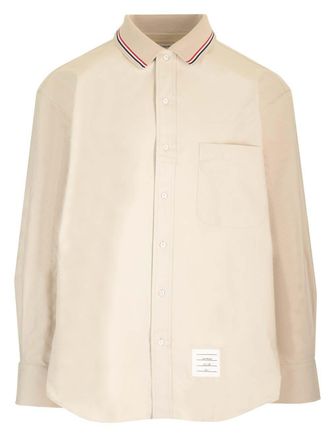 Thom Browne Stripe Cotton Flannel Oversized Shirt
