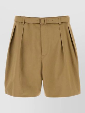 Saint Laurent drill bermuda shorts pleated front belt loops