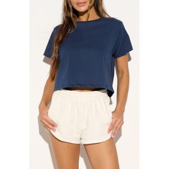 Spiritual Gangster Beach Club Crop Graphic Cotton T-Shirt in Indigo at Nordstrom, Size Small