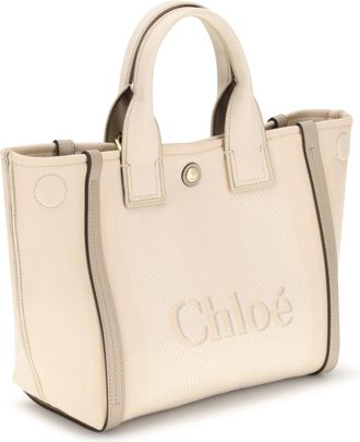 Chlo&eacute; Womens Carry Tote Bag Blushy Beige Cotton Handbags Hand