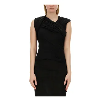Rick Owens Sleeveless Tops, female, Black, Size: L Harness T