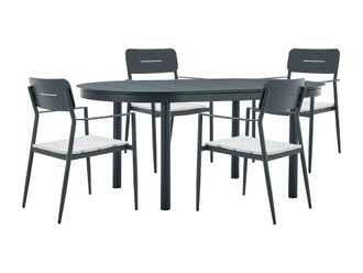 VENTE-UNIQUE.COM Conjunto de mesa y sillas para jard&iacute;n metal gris antracita