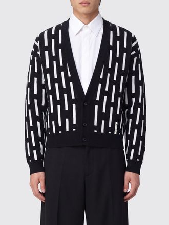 Versace Cardigan in lana con scollo a V e motivo astratto all-over