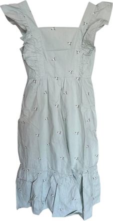 Reminiscence Womens Embroidered Midi Dress In Sage Green