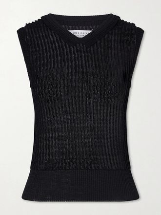 Maison Margiela Top In Maglia A Coste - Nero