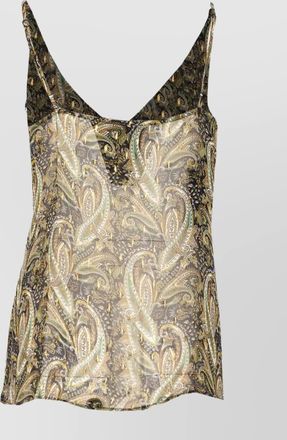 Pinko paisley lace v-neck tank top