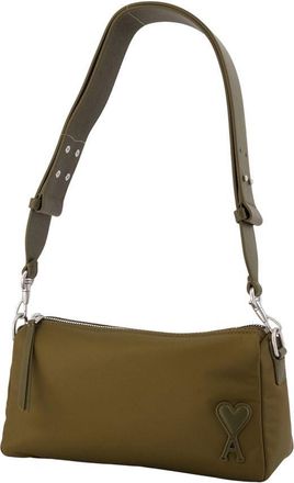 Ami Unisex Marcel Shoulder Bag - Ami Paris Nylon Khaki Shoulder-Hobo-Bags