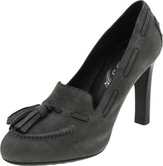 Tod's Tods Grey Suede Tassel Loafer Pumps
