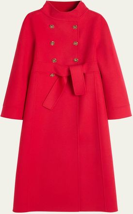 Valentino Garavani High-Neck Double-Breast Belted Wool Cashmere Coat