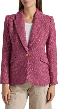 L'agence Chamberlain Blazer In Pink Multi Herringbone