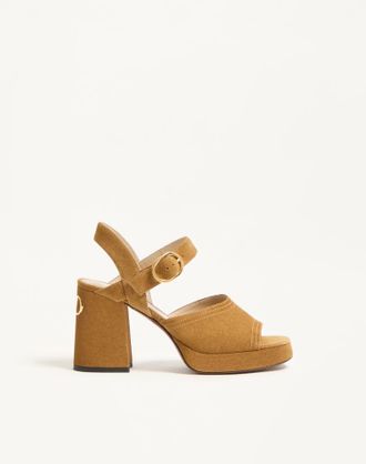 Valentino Garavani Sandalo Con Plateau Fawcette In Crosta 100Mm Donna HAVANA BEIGE 35.5