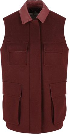Max Mara Lange gilet van wol- alpaca en kasjmier - Dames - Bodywarmers - Rood - S - Wol - Jassen