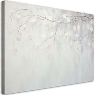Artgeist Artgeist - Quadro Su Tela, Foglie Di Piante Beige Ramoscelli Natura Boho - 60x40