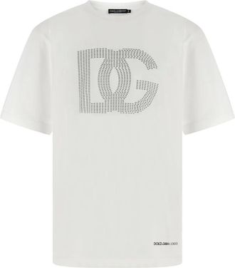 Dolce & Gabbana Tops, Heren, Wit, XL, Katoen, Cotton T-shirt met logo