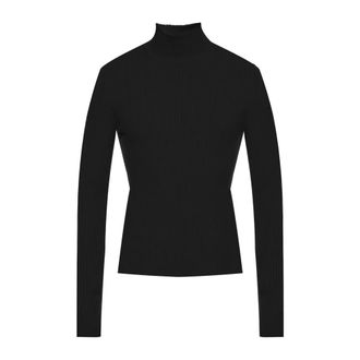 Balenciaga Cashmere Knitwear, male, Black, Size: M Rib Knit Turtleneck Cashmere Blend Sweater