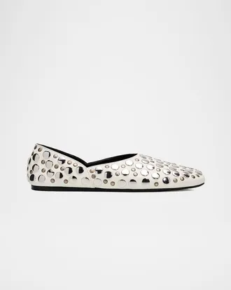 Khaite Jane Studded Leather Ballerina Flats