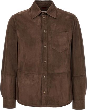 Brunello Cucinelli Suede Overshirt - Heren - Leren en Su&egrave;de Jassen - Bruin - L - Leer - Jassen