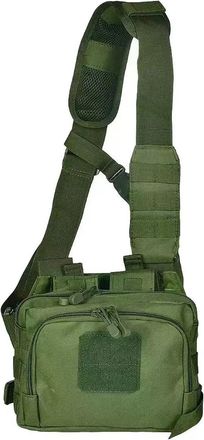 Generic Compatible For Tactical Sling Ammo Bag, 2-Banger Pistol Case Crossbody Shoulder Pack, Black(Green color)