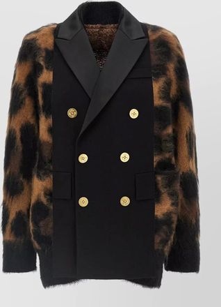 sacai wool leopard-print double-breasted cardigan