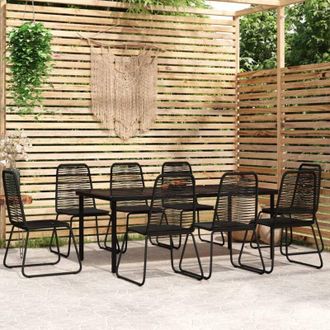 vidaXL Cena De 9 Pc Set Para Jard&iacute;n Negro