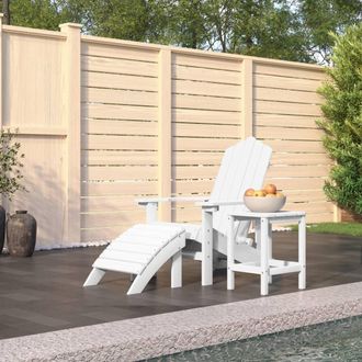 vidaXL Vidaxl - Silla De Jard&iacute;n Adirondack Con Reposapi&eacute;s Y Mesa Hdpe Blanco
