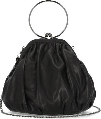 Yohji Yamamoto Zwarte leren handtas met ringdetail - Dames - Handtassen - Zwart - ONE Size - Tassen