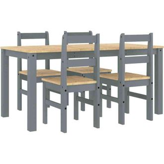vidaXL Vidaxl - Set da Pranzo 5 pz Panama Grigio in Legno Massello di Pino