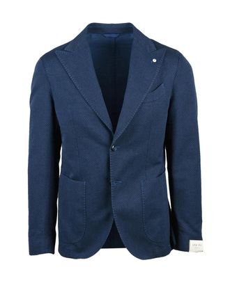 L.B.M. 1911 Blue Cotton Linen Mohair Rounded Jacket